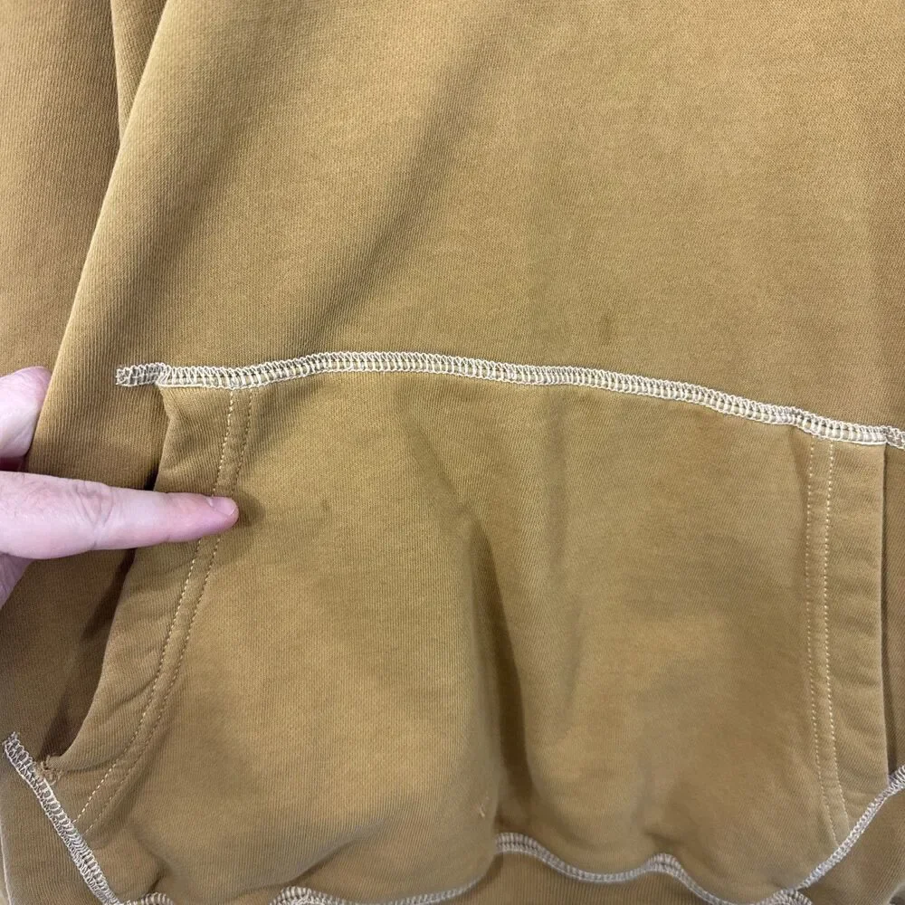 J. Crew Garment Dyed Waffle Lined French Terry Golden Yellow Hoodie Mens L *READ